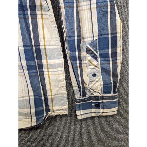 Merrell Button Up Shirt Mens XL Plaid Cotton Pockets Blue Outdoor Preppy - Picture 3 of 11